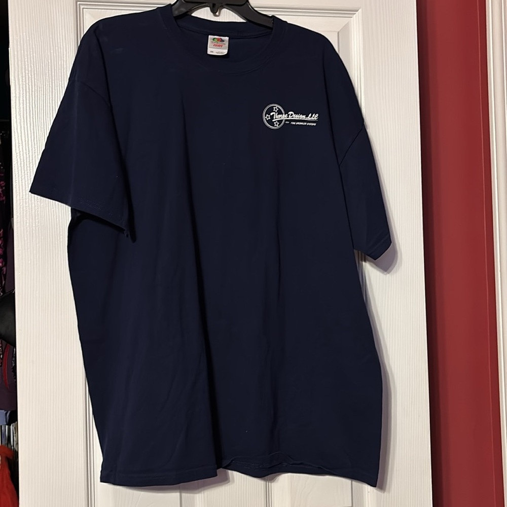 NWOT Thorpe design LLC fire sprinkler Fruit of the Loom Navy T-Shirt 2XL